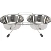 2 Gamelles chien inox avec support Diam 16 cm* Sale