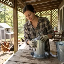 Abreuvoir Poules à Double Paroi en Tôle Galvanisée de 4 L*GAUN Best