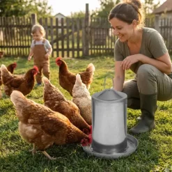 Abreuvoir Poules à Double Paroi en Tôle Galvanisée de 4 L*GAUN Best