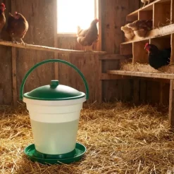 Abreuvoir seau à anse blanc et vert contenance 18 L*Olba Outlet