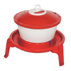 Abreuvoir seau sur pieds avec poignée 6L pour volailles - Rouge et blanc*Novital New
