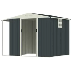 Abri de jardin Argence en acier avec carport - 2 Portes coulissantes 1,28m²*