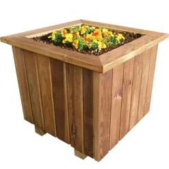 Bac à fleurs carré en bois géotextile 40 X 40 X 40 cm Bois autoclave*