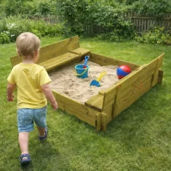 Bac à sable bois autoclave avec couvercle 120 x 120 cm* New