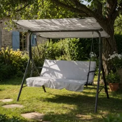 Balancelle d'extérieur 3 places noire et blanche avec toit ajustable* Online