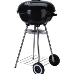 Barbecue mobile Ø46 cm avec roues - Grille chromée et bol émaillé* Discount