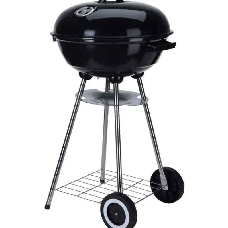 Barbecue mobile Ø46 cm avec roues - Grille chromée et bol émaillé* Discount