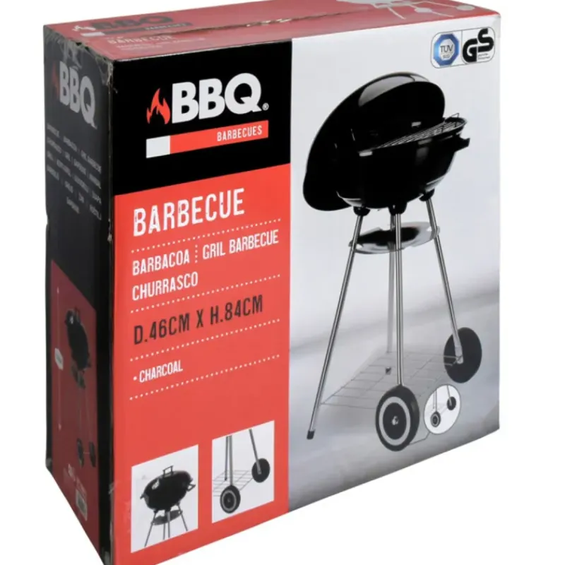 Barbecue mobile Ø46 cm avec roues - Grille chromée et bol émaillé* Discount