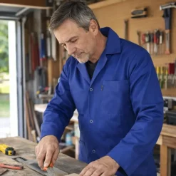 Blouse Homme Manches Longues Limeur ® en Coton Bleu - 240 g/m²*LMA Clearance