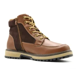 Bottines à lacets marron PU microfibre doublure polaire* Discount