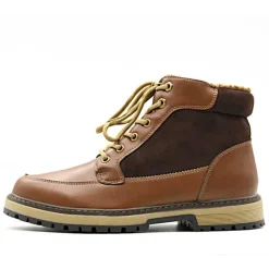 Bottines à lacets marron PU microfibre doublure polaire* Discount