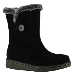 Bottines femme fourrées noires en microfibre du 36 au 41* New