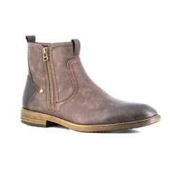 Bottines Homme Mi-Hautes en Synthétique Marron avec Zip* Hot