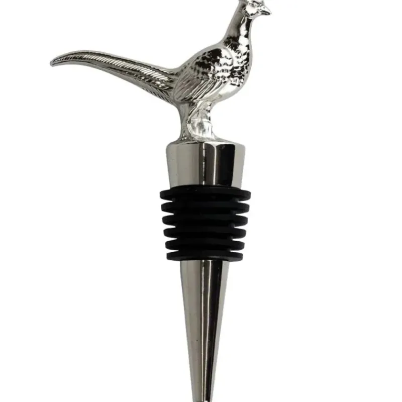 Bouchon de bouteille de vin faisan métal zinc argenté noir 10cm*Jack Pyke Clearance