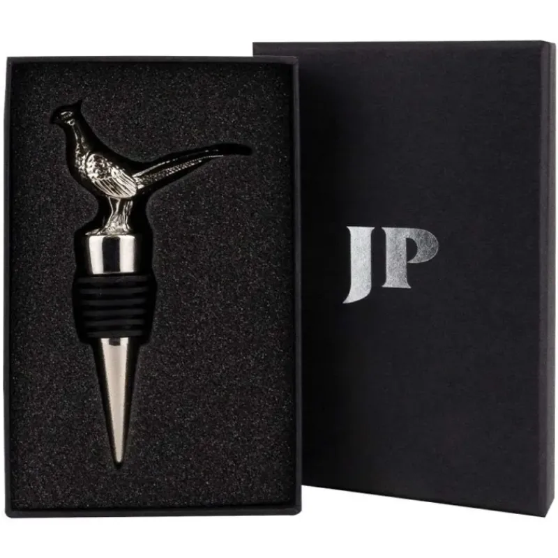 Bouchon de bouteille de vin faisan métal zinc argenté noir 10cm*Jack Pyke Clearance