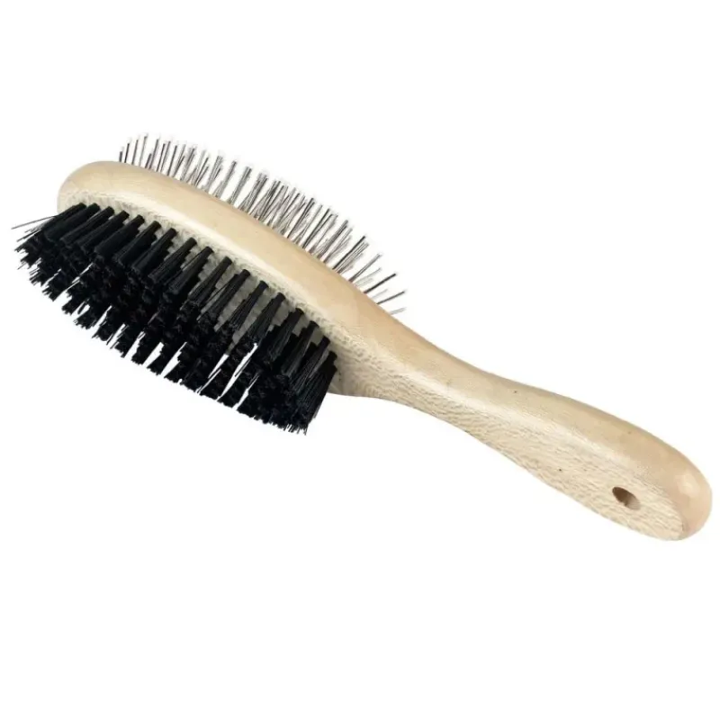 Brosse double manche bois pour chien*Kerbl New