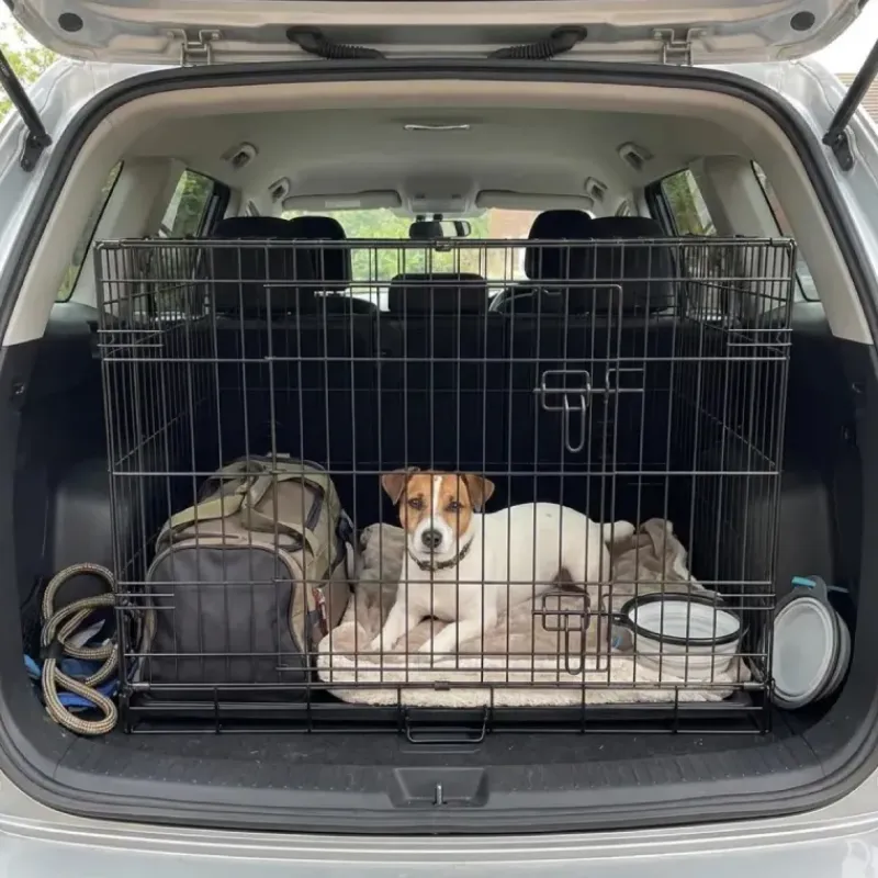 Cage métal grillagée avec plateau noir 122 x 75 x 82 cm* New