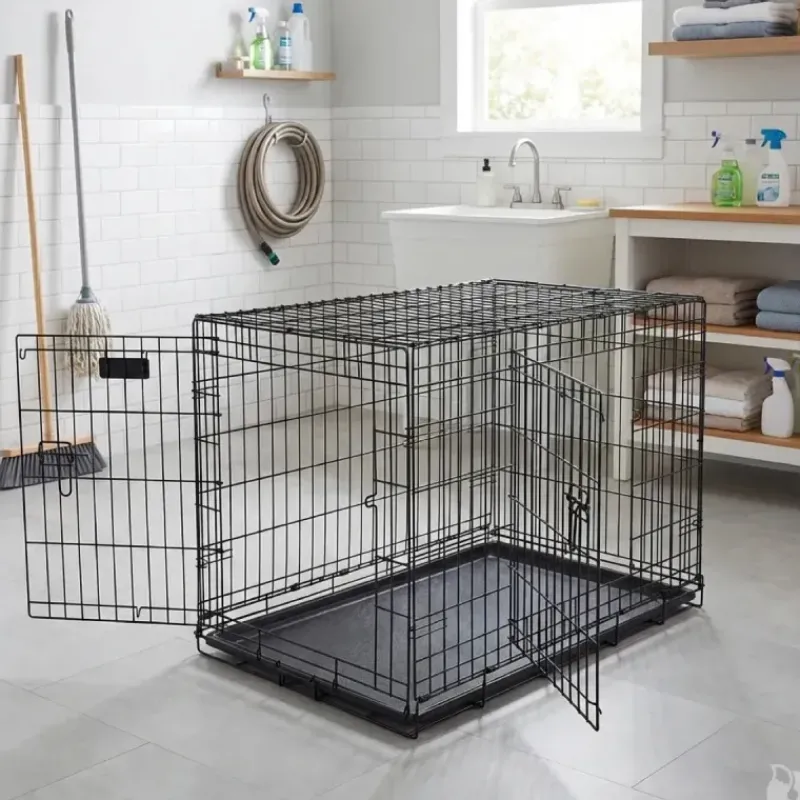 Cage métal grillagée avec plateau noir 122 x 75 x 82 cm* New