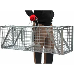 Cage-piège Hardy 3 ressorts trappe 60° 2 entrées 102x26x30cm* New