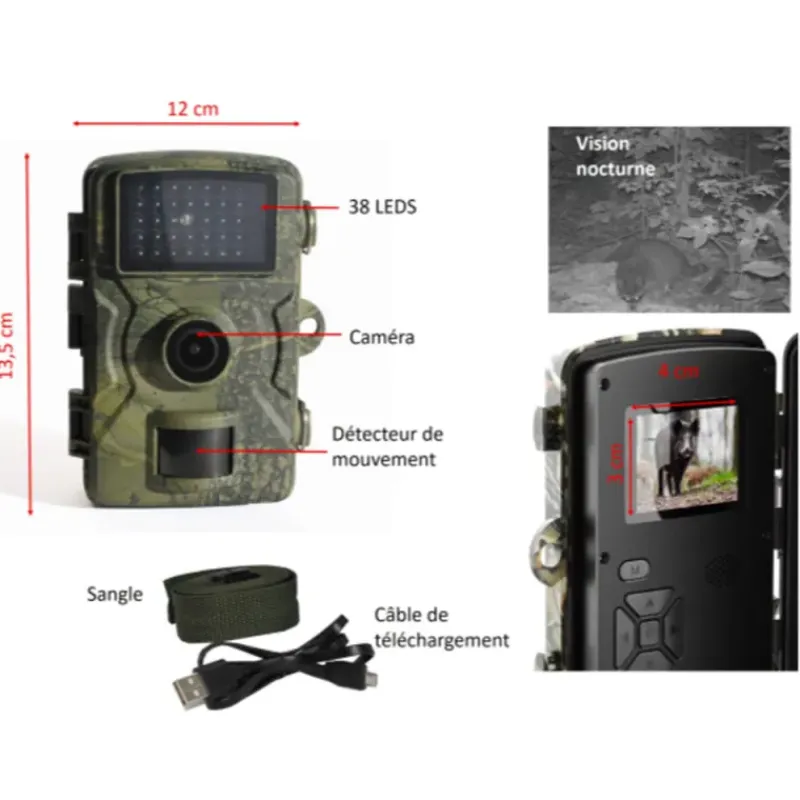 Caméra chasse détecteur de mouvements LED noires 36MP camouflage* Best