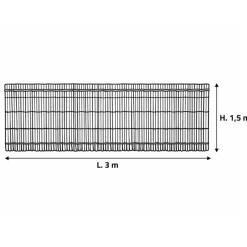 Canisse PVC occultant simple face 1,5x3m gris - Kit de fixation inclus* Outlet