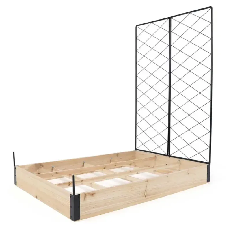 Carré potager en bois de sapin avec treillis - 115x80x128cm* Sale