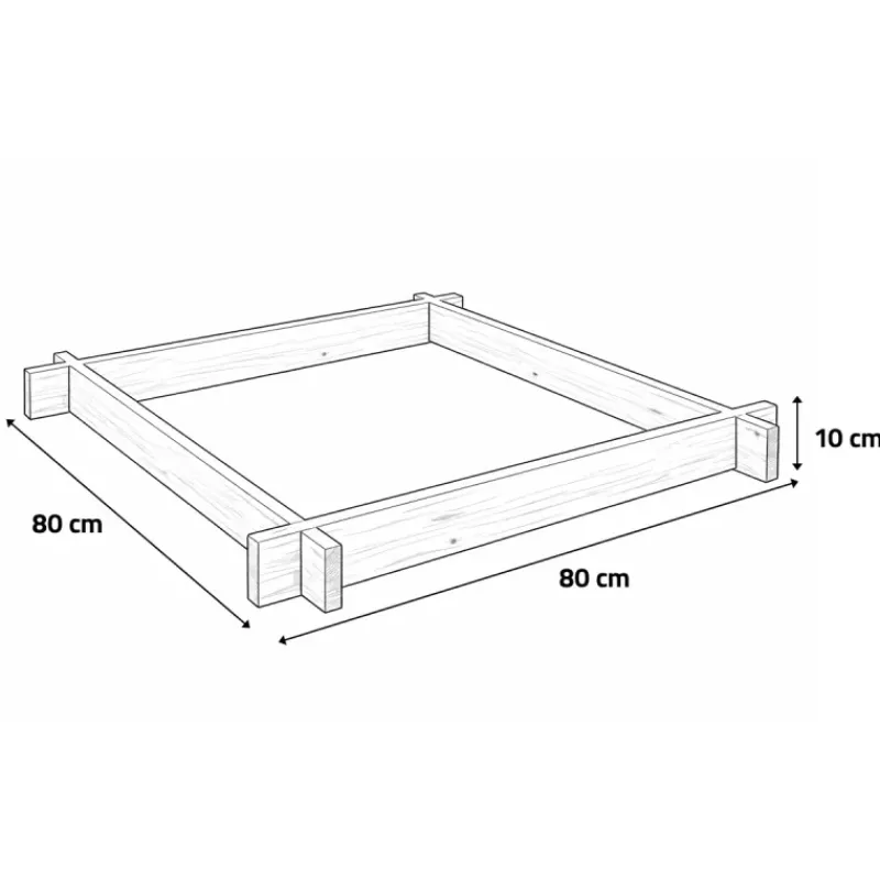 Carré potager en bois de sapin 80x80x10 cm avec géotextile - Montage facile* Online