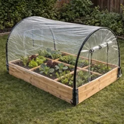 Carré potager en bois de sapin avec housse PVC 115x80x54cm - Montage facile* Best