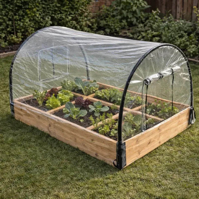 Carré potager en bois de sapin avec housse PVC 115x80x54cm - Montage facile* Best