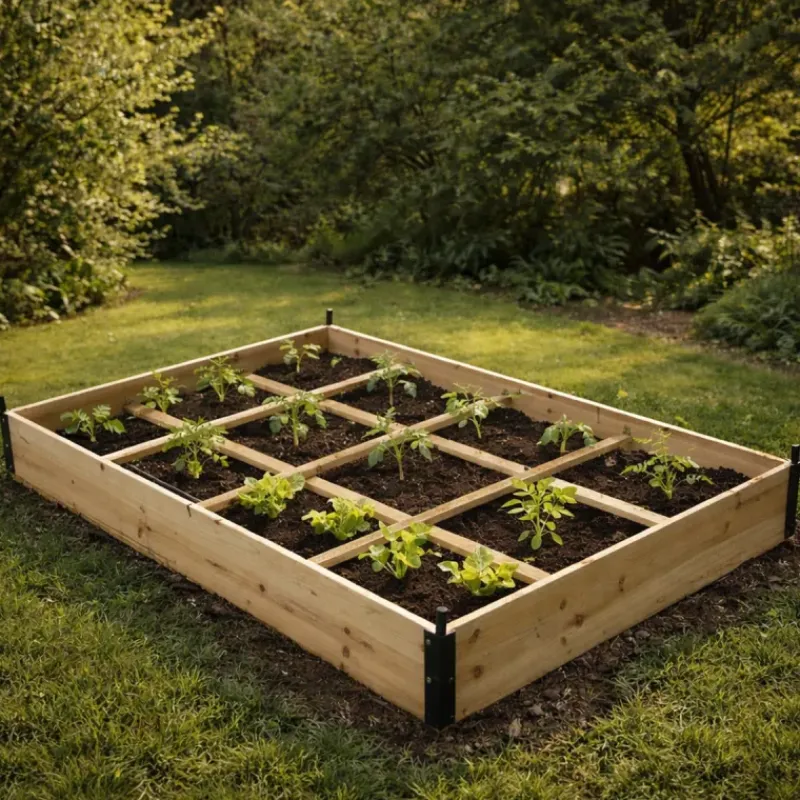 Carré potager en bois de sapin avec housse PVC 115x80x54cm - Montage facile* Best