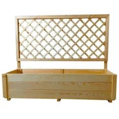 Carré potager rectangulaire en bois de sapin avec treillis 104 cm - 98x34x104 cm* Outlet