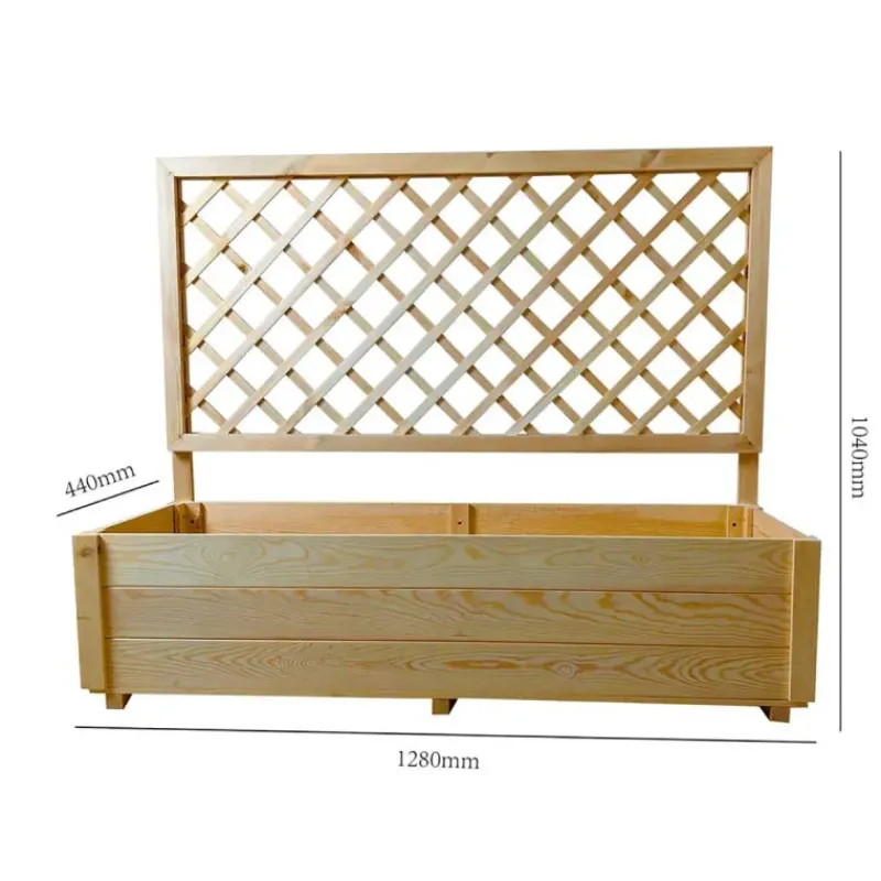 Carré potager rectangulaire en bois de sapin avec treillis 104 cm - 98x34x104 cm* Outlet