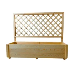 Carré potager rectangulaire en bois de sapin avec treillis 104 cm - 98x34x104 cm* Outlet