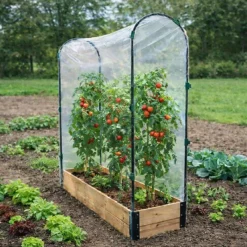 Carré potager tomate en bois de sapin avec housse PVC - 115x30x120cm* Best