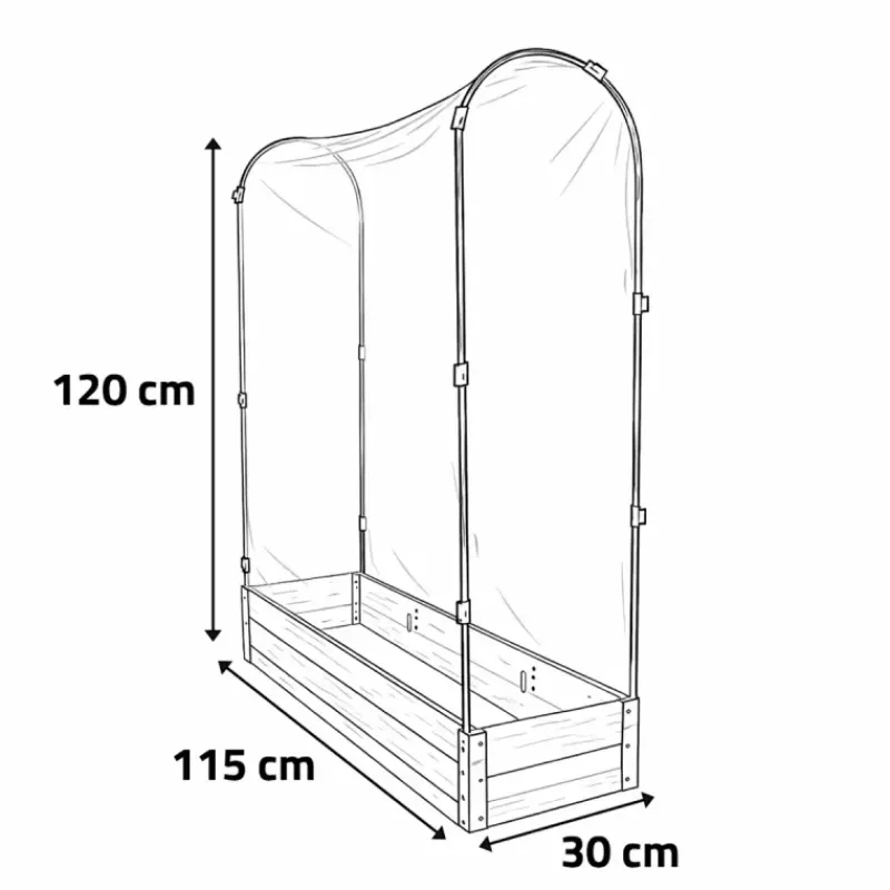 Carré potager tomate en bois de sapin avec housse PVC - 115x30x120cm* Best