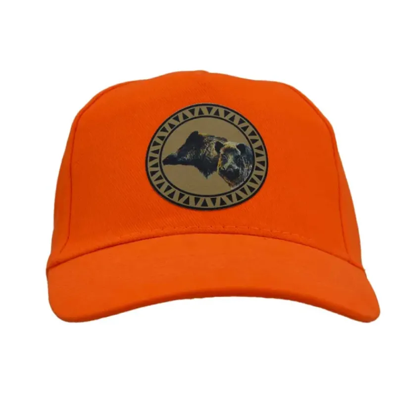 Casquette réglable visière pré corubée sanglier coton orange*Bartavel