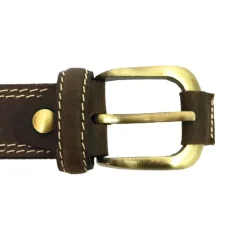 Ceinturon cuir marron avec surpiqûres* Clearance