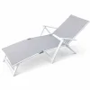 Chaise longue aluminium blanche 175x66cm en toile textilène* Clearance