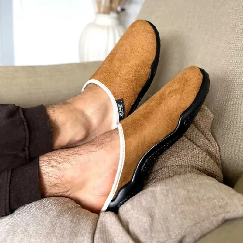 Chaussons Mules Fourrées Doudou Marron*Airplum Sale