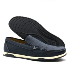 Chaussures bateau facile à enfiler synthétique bleu marine* New