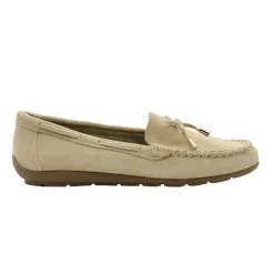 Chaussures bateau facile à enfiler femme cuir beige de 36 à 41* Discount