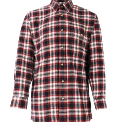 Chemise droite longue à carreaux bordeaux coton S à 4XL* Hot