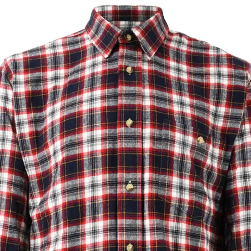 Chemise droite longue à carreaux bordeaux coton S à 4XL* Hot