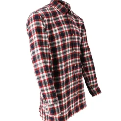 Chemise droite longue à carreaux bordeaux coton S à 4XL* Hot