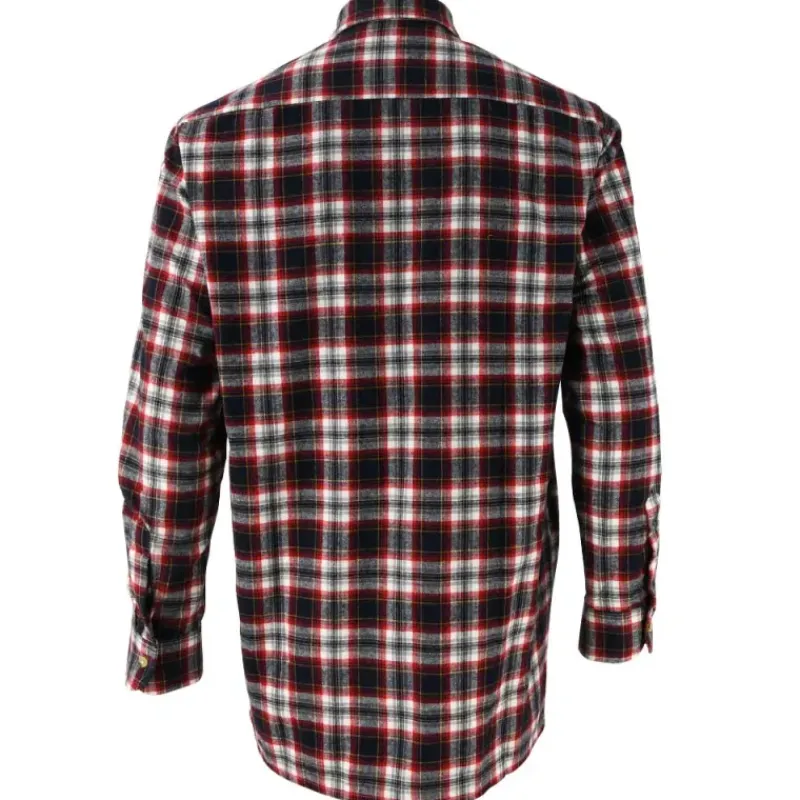 Chemise droite longue à carreaux bordeaux coton S à 4XL* Hot