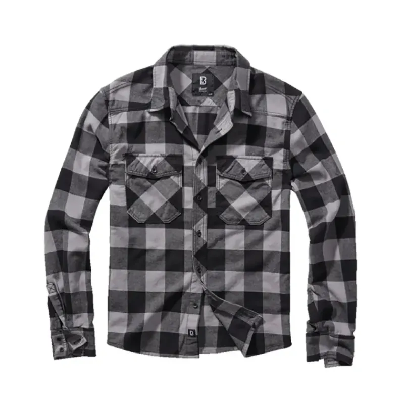 Chemise Homme à Carreaux Noire et Grise ® - Flanelle 100% Coton*Brandit Best