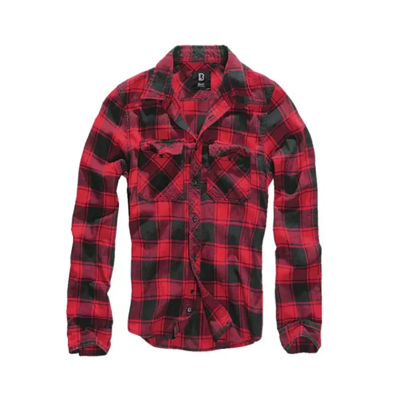 Chemise Homme à Carreaux Rouge et Noire ® - Flanelle 100% Coton Manches Longues*Brandit Sale