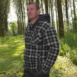 Chemise polaire à capuche 4 poches sherpa marron/rouge M à 3XL*Treeland Best