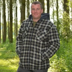 Chemise polaire à capuche 4 poches sherpa marron/rouge M à 3XL*Treeland Best