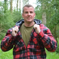 Chemise polaire à capuche 4 poches sherpa marron/rouge M à 3XL*Treeland Best